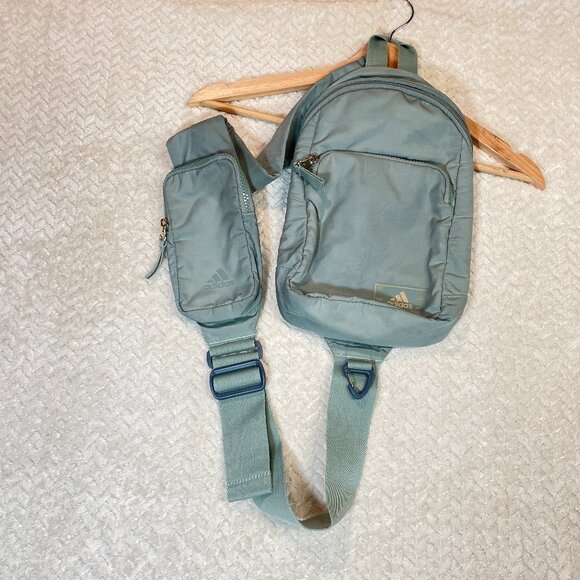 adidas Essentials 2 Sling Crossbody Recycled Bag Gray Green | Utility Gorpcore - Picture 1 of 13